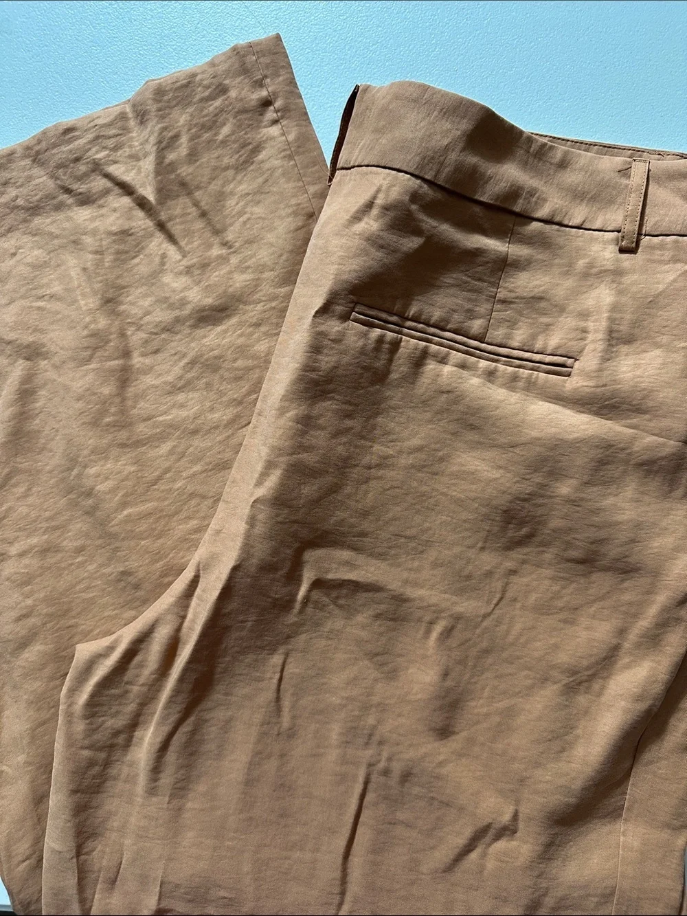 Zara Tan Linen-Blend Straight Trousers